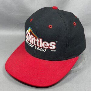 Vtg Skittles Racing Team NASCAR Snapback Hat Cap Black Baseball Junior USA Kids